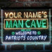Personalized Patriots Country Man Cave Deluxe App-Enabled 3-Color LED Light Sign - Way Up Gifts
