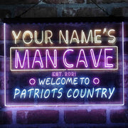 Personalized Patriots Country Man Cave Deluxe App-Enabled 3-Color LED Light Sign - LED Gift Works