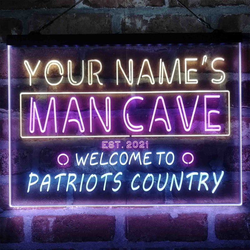 Personalized Patriots Country Man Cave Deluxe App-Enabled 3-Color LED Light Sign - LED Gift Works