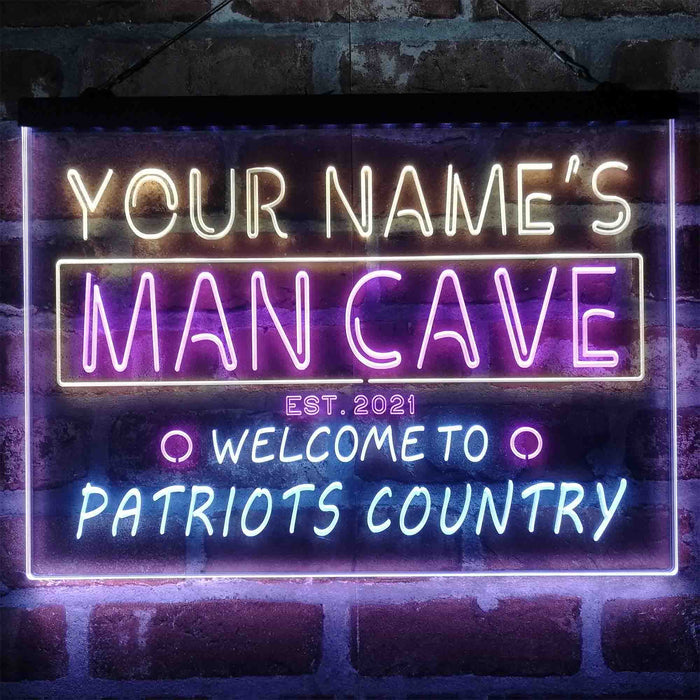Personalized Patriots Country Man Cave Deluxe App-Enabled 3-Color LED Light Sign - Way Up Gifts