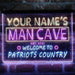 Personalized Patriots Country Man Cave Deluxe App-Enabled 3-Color LED Light Sign - Way Up Gifts
