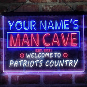 Personalized Patriots Country Man Cave Deluxe App-Enabled 3-Color LED Light Sign - LED Gift Works