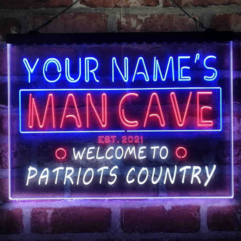 Personalized Patriots Country Man Cave Deluxe App-Enabled 3-Color LED Light Sign - LED Gift Works