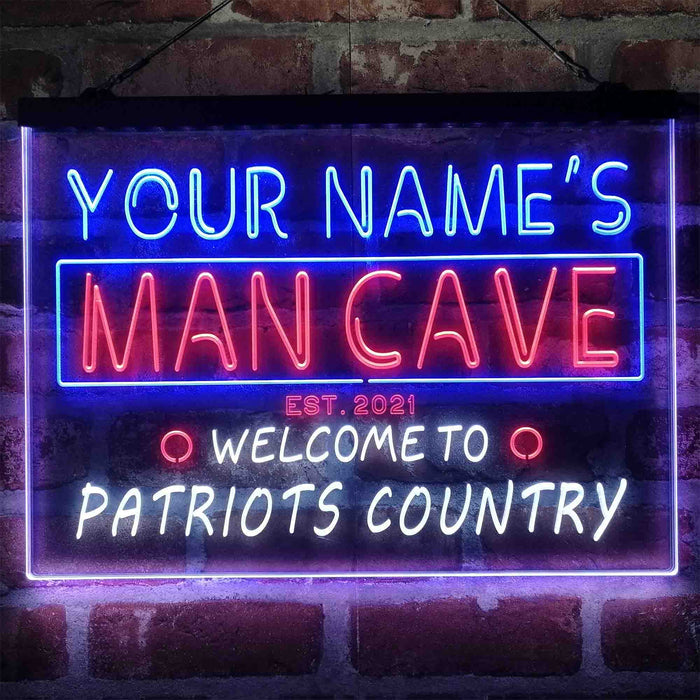 Personalized Patriots Country Man Cave Deluxe App-Enabled 3-Color LED Light Sign - Way Up Gifts