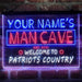 Personalized Patriots Country Man Cave Deluxe App-Enabled 3-Color LED Light Sign - Way Up Gifts