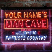 Personalized Patriots Country Man Cave Deluxe App-Enabled 3-Color LED Light Sign - LED Gift Works
