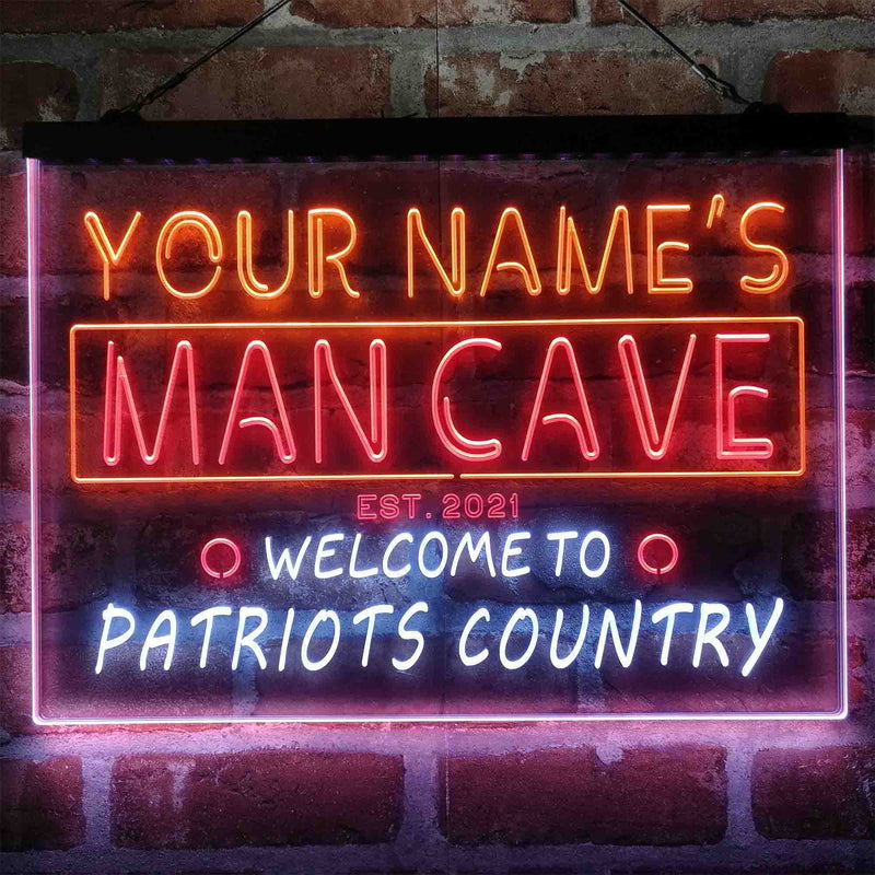 Personalized Patriots Country Man Cave Deluxe App-Enabled 3-Color LED Light Sign - LED Gift Works