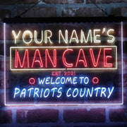 Personalized Patriots Country Man Cave Deluxe App-Enabled 3-Color LED Light Sign - LED Gift Works