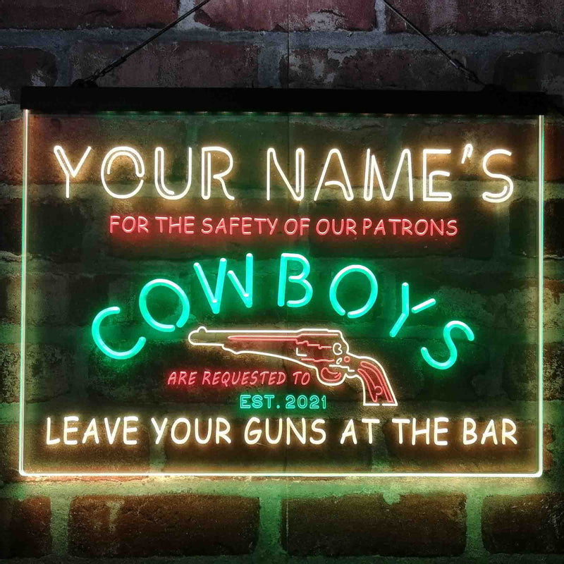 Personalized Cowboys Gun Bar Deluxe App-Enabled 3-Color LED Light Sign - LED Gift Works