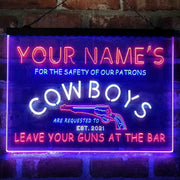Personalized Cowboys Gun Bar Deluxe App-Enabled 3-Color LED Light Sign - LED Gift Works