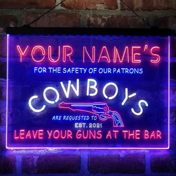 Personalized Cowboys Gun Bar Deluxe App-Enabled 3-Color LED Light Sign - Way Up Gifts