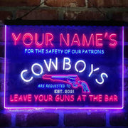 Personalized Cowboys Gun Bar Deluxe App-Enabled 3-Color LED Light Sign - LED Gift Works