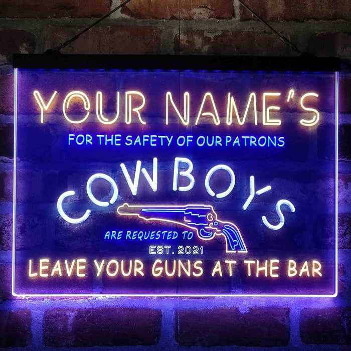 Personalized Cowboys Gun Bar Deluxe App-Enabled 3-Color LED Light Sign - Way Up Gifts