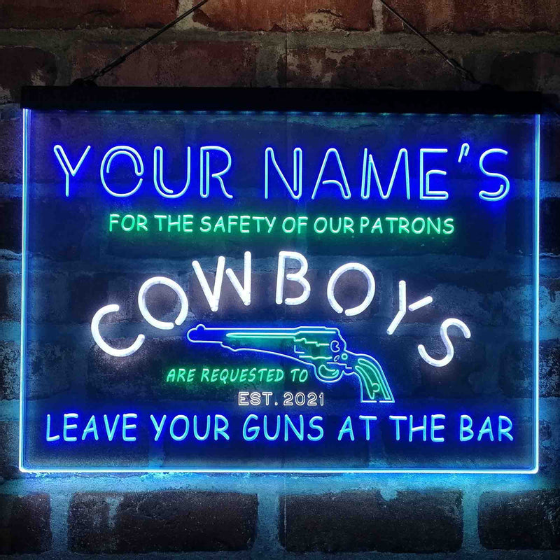 Personalized Cowboys Gun Bar Deluxe App-Enabled 3-Color LED Light Sign - LED Gift Works