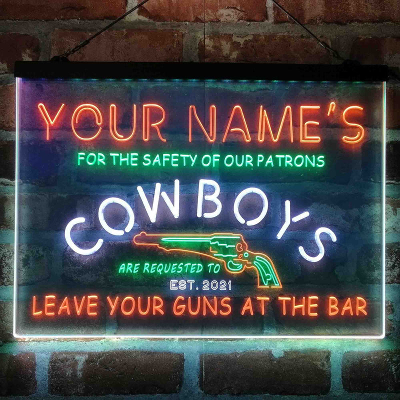 Personalized Cowboys Gun Bar Deluxe App-Enabled 3-Color LED Light Sign - LED Gift Works