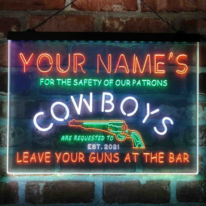 Personalized Cowboys Gun Bar Deluxe App-Enabled 3-Color LED Light Sign - Way Up Gifts
