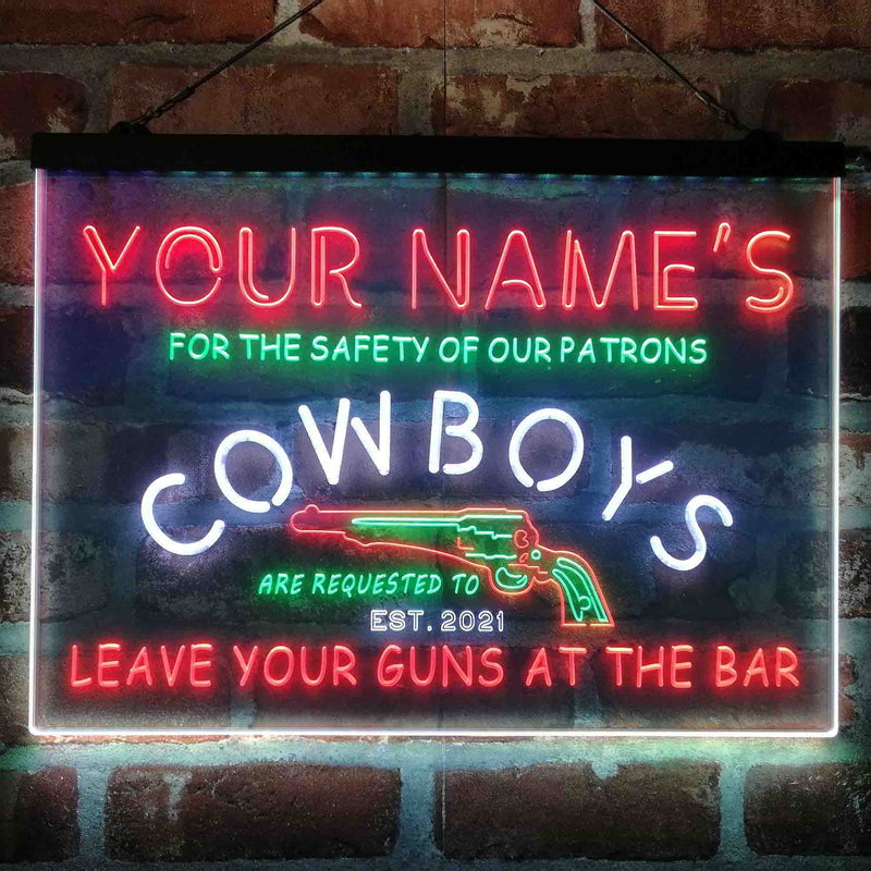 Personalized Cowboys Gun Bar Deluxe App-Enabled 3-Color LED Light Sign - LED Gift Works