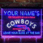 Personalized Cowboys Gun Bar Deluxe App-Enabled 3-Color LED Light Sign - LED Gift Works