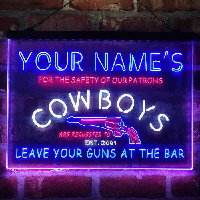 Personalized Cowboys Gun Bar Deluxe App-Enabled 3-Color LED Light Sign - Way Up Gifts