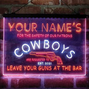 Personalized Cowboys Gun Bar Deluxe App-Enabled 3-Color LED Light Sign - LED Gift Works