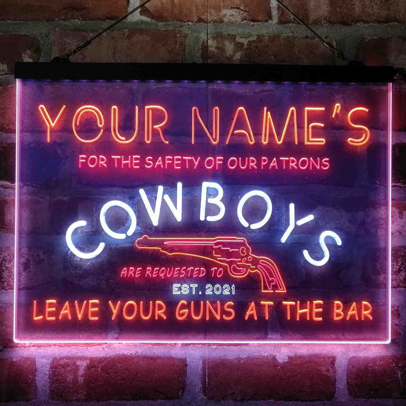 Personalized Cowboys Gun Bar Deluxe App-Enabled 3-Color LED Light Sign - LED Gift Works
