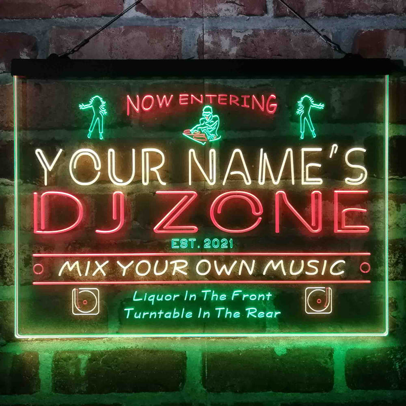 Personalized DJ Zone Music Disco Deluxe App-Enabled 3-Color LED Light Sign - LED Gift Works