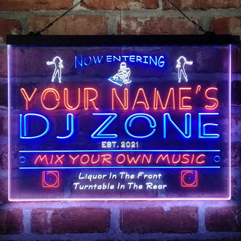 Personalized DJ Zone Music Disco Deluxe App-Enabled 3-Color LED Light Sign - LED Gift Works