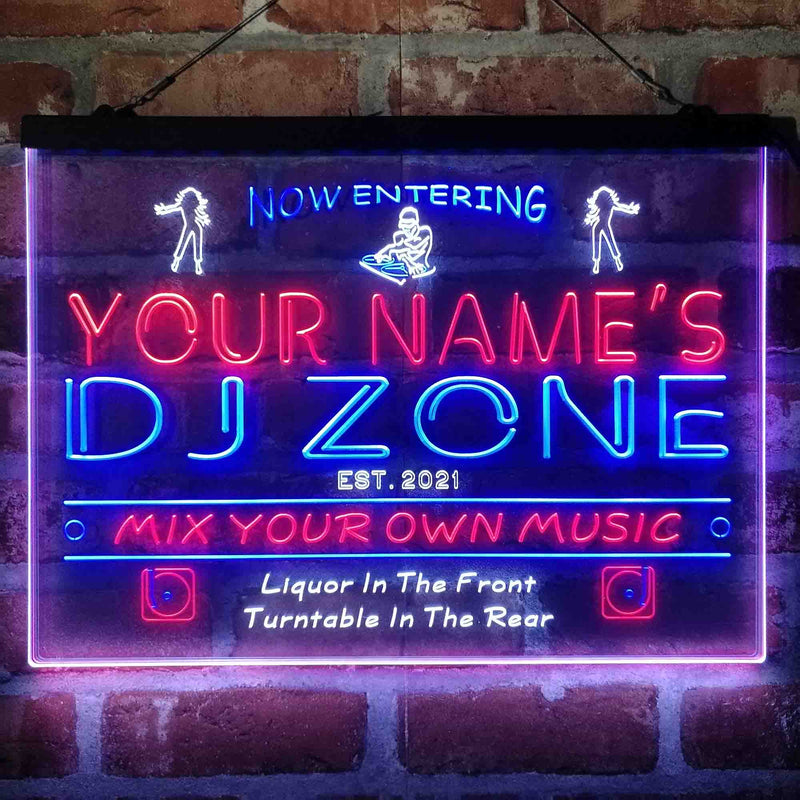 Personalized DJ Zone Music Disco Deluxe App-Enabled 3-Color LED Light Sign - LED Gift Works