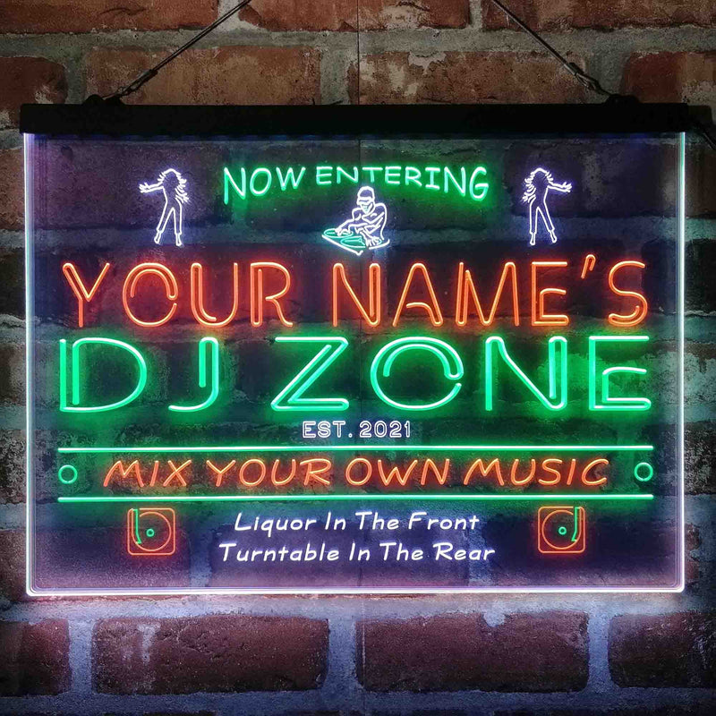 Personalized DJ Zone Music Disco Deluxe App-Enabled 3-Color LED Light Sign - LED Gift Works
