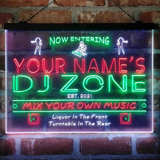 Personalized DJ Zone Music Disco Deluxe App-Enabled 3-Color LED Light Sign - Way Up Gifts