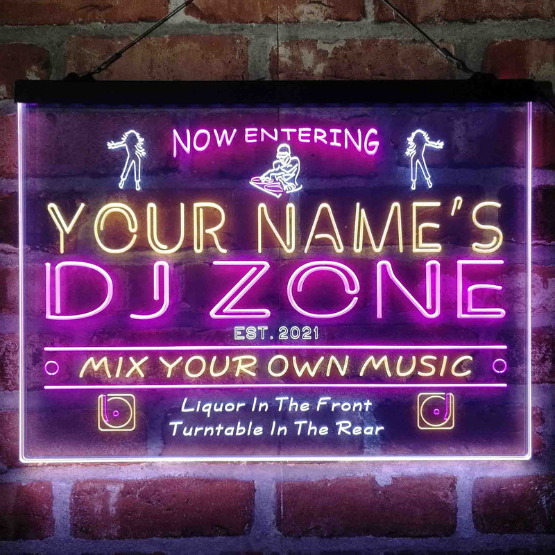 Personalized DJ Zone Music Disco Deluxe App-Enabled 3-Color LED Light Sign - LED Gift Works