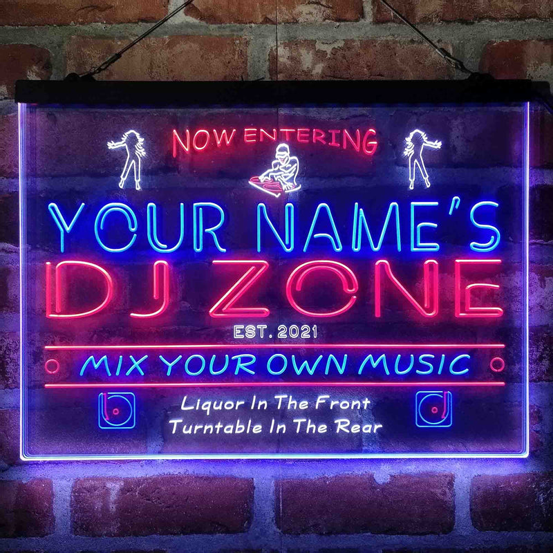 Personalized DJ Zone Music Disco Deluxe App-Enabled 3-Color LED Light Sign - LED Gift Works