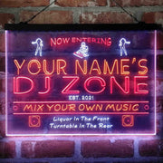 Personalized DJ Zone Music Disco Deluxe App-Enabled 3-Color LED Light Sign - LED Gift Works