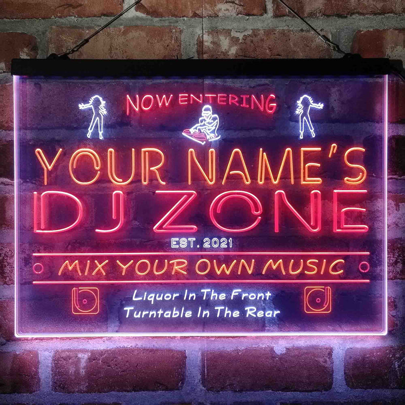 Personalized DJ Zone Music Disco Deluxe App-Enabled 3-Color LED Light Sign - LED Gift Works