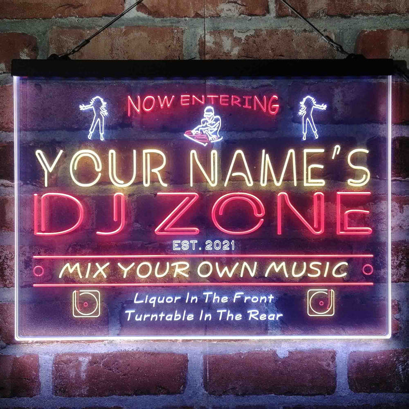 Personalized DJ Zone Music Disco Deluxe App-Enabled 3-Color LED Light Sign - LED Gift Works