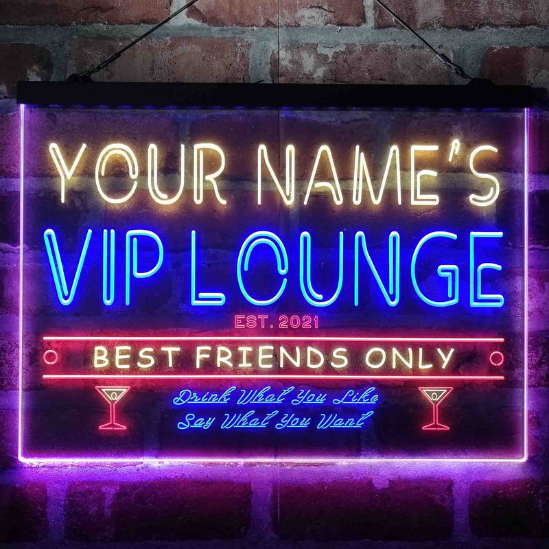 Personalized VIP Lounge Bar Deluxe App-Enabled 3-Color LED Light Sign - LED Gift Works