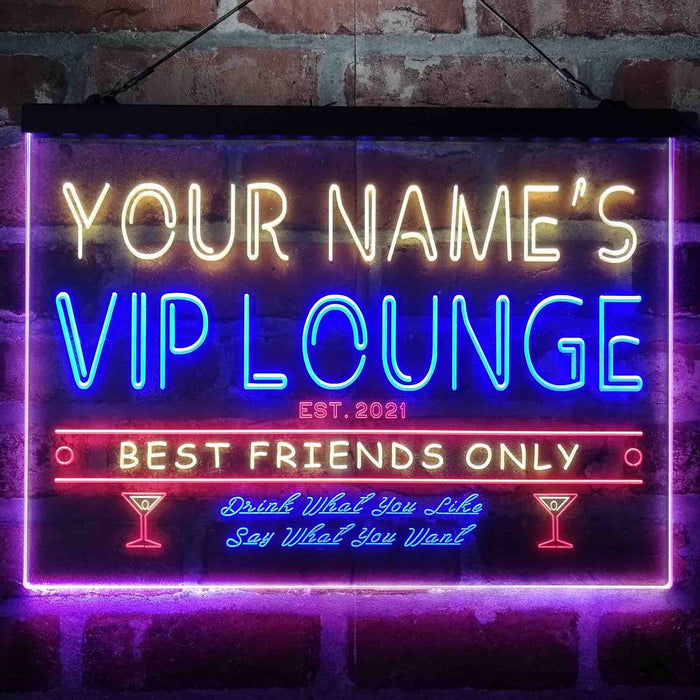 Personalized VIP Lounge Bar Deluxe App-Enabled 3-Color LED Light Sign - Way Up Gifts