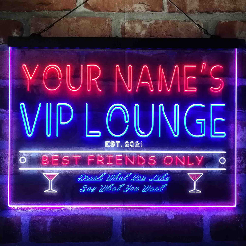 Personalized VIP Lounge Bar Deluxe App-Enabled 3-Color LED Light Sign - LED Gift Works
