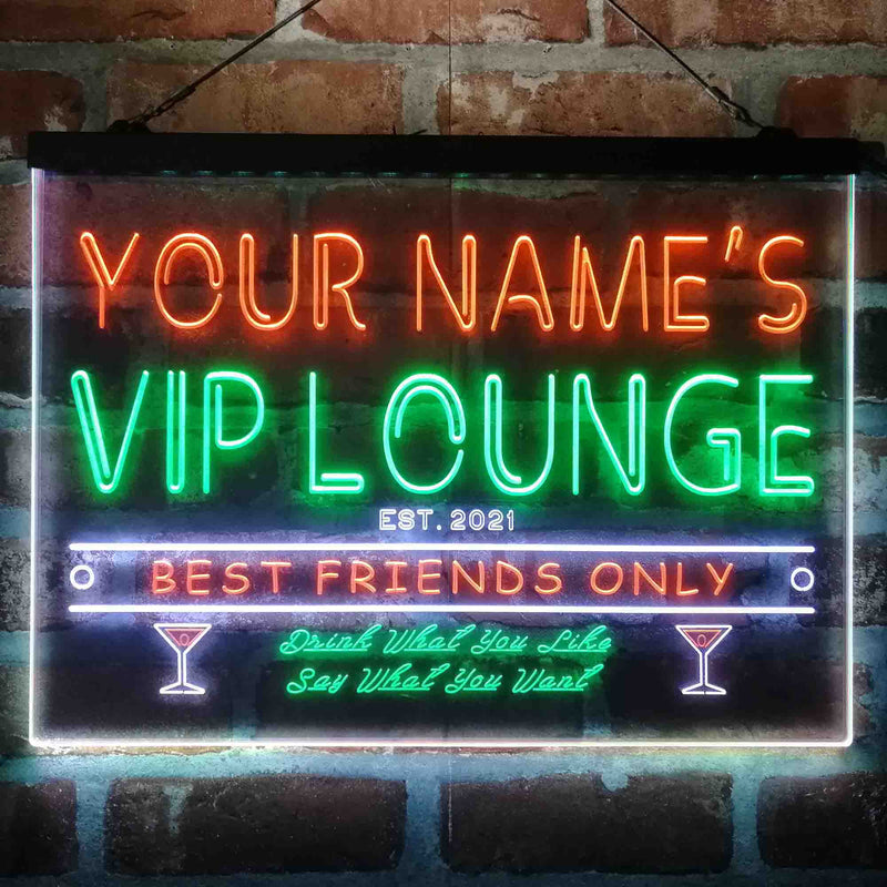 Personalized VIP Lounge Bar Deluxe App-Enabled 3-Color LED Light Sign - LED Gift Works