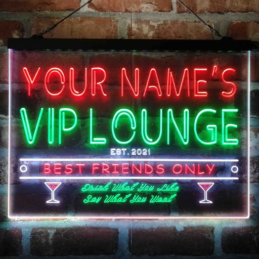 Personalized VIP Lounge Bar Deluxe App-Enabled 3-Color LED Light Sign - Way Up Gifts