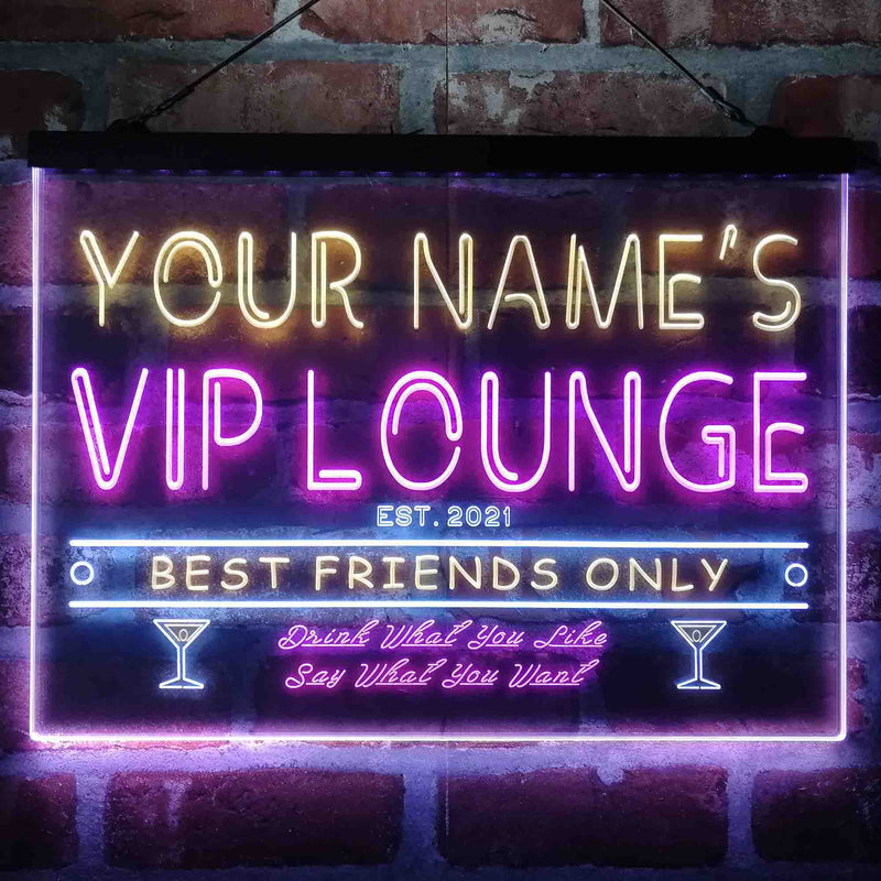 Personalized VIP Lounge Bar Deluxe App-Enabled 3-Color LED Light Sign - LED Gift Works
