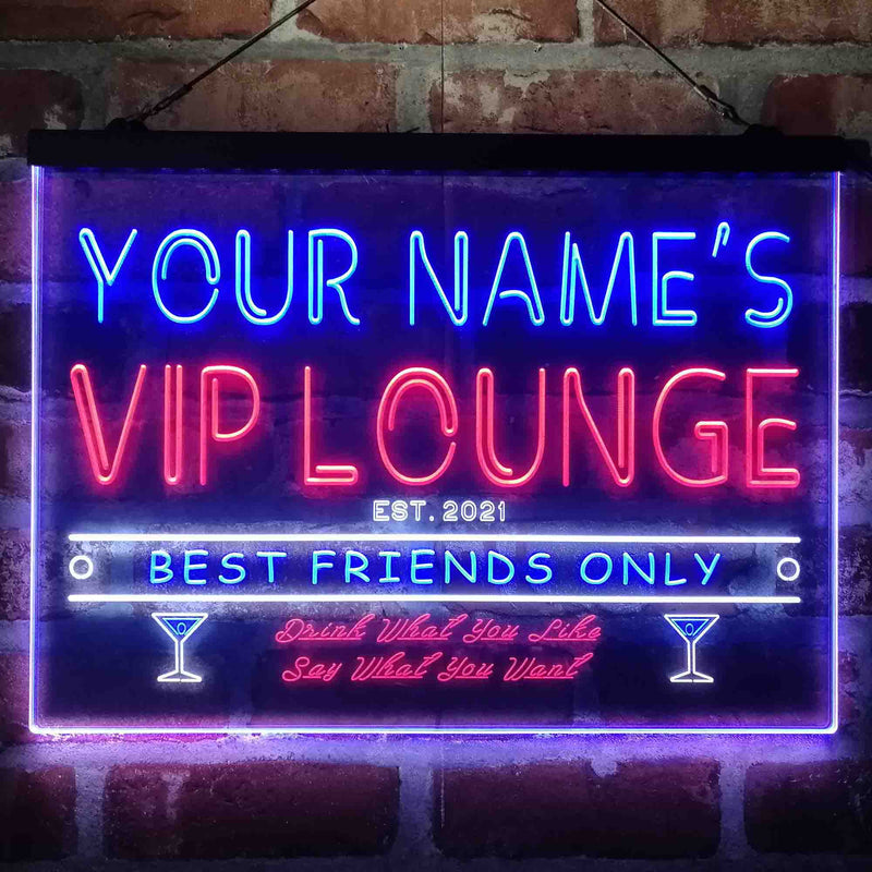 Personalized VIP Lounge Bar Deluxe App-Enabled 3-Color LED Light Sign - LED Gift Works