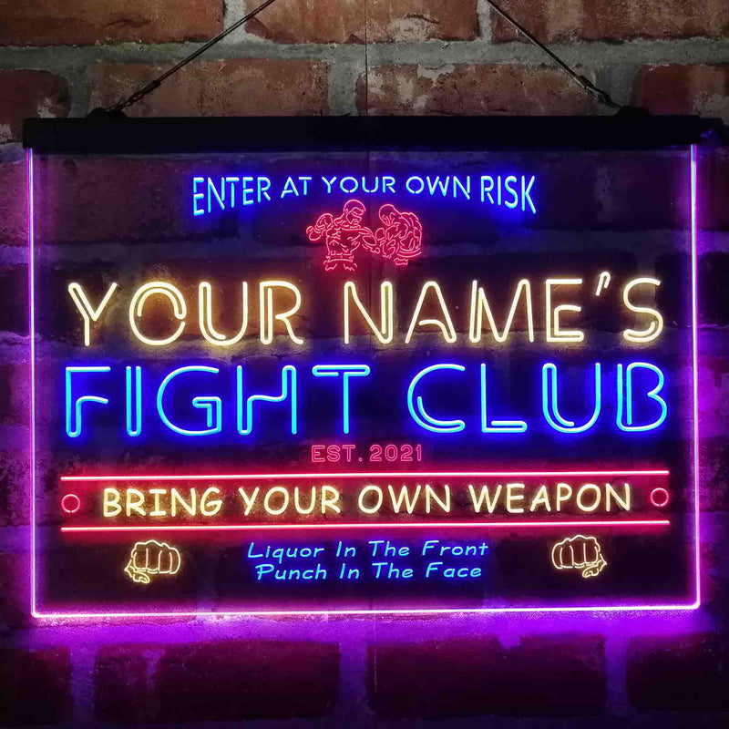 Personalized Fight Club Deluxe App-Enabled 3-Color LED Light Sign - LED Gift Works