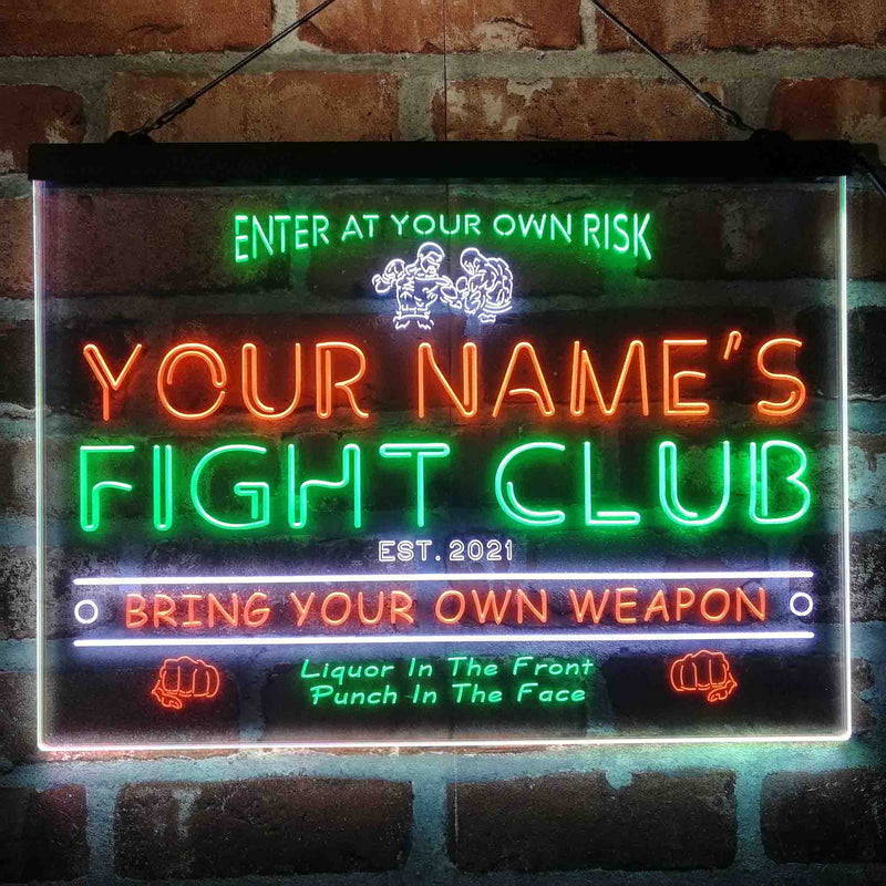 Personalized Fight Club Deluxe App-Enabled 3-Color LED Light Sign - LED Gift Works