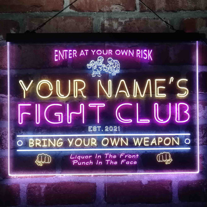 Personalized Fight Club Deluxe App-Enabled 3-Color LED Light Sign - Way Up Gifts