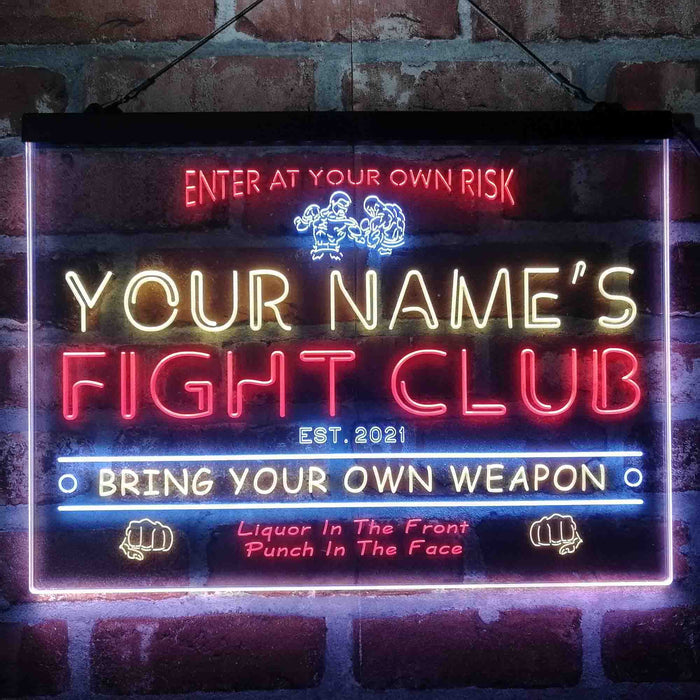 Personalized Fight Club Deluxe App-Enabled 3-Color LED Light Sign - Way Up Gifts