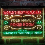 Personalized Poker Room Bar Deluxe App-Enabled 3-Color LED Light Sign - LED Gift Works