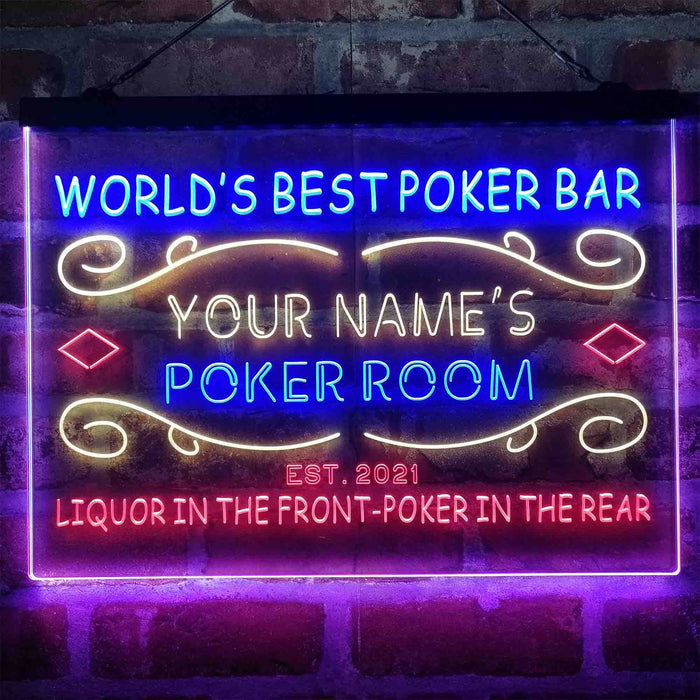 Personalized Poker Room Bar Deluxe App-Enabled 3-Color LED Light Sign - Way Up Gifts