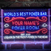 Personalized Poker Room Bar Deluxe App-Enabled 3-Color LED Light Sign - LED Gift Works