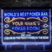Personalized Poker Room Bar Deluxe App-Enabled 3-Color LED Light Sign - LED Gift Works